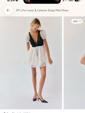 For Love And Lemons Black and White lace Sonja Mini Dress size small